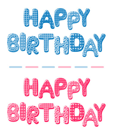 Happy Birthday letters in blue and pinkのイラスト素材