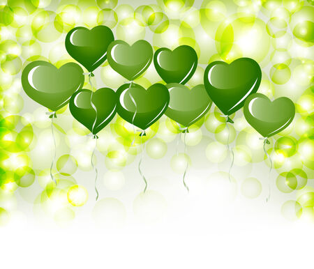 Green heart balloonsのイラスト素材