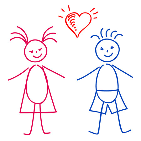 Girl and Boy, sketchのイラスト素材