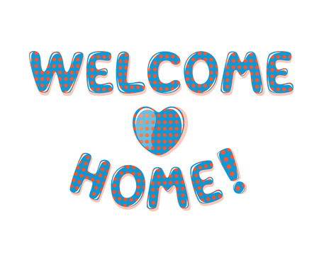 Welcome Home text with colorful polka dot designのイラスト素材