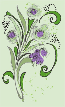 Vertical illustration from flowers, leaves, curls のイラスト素材