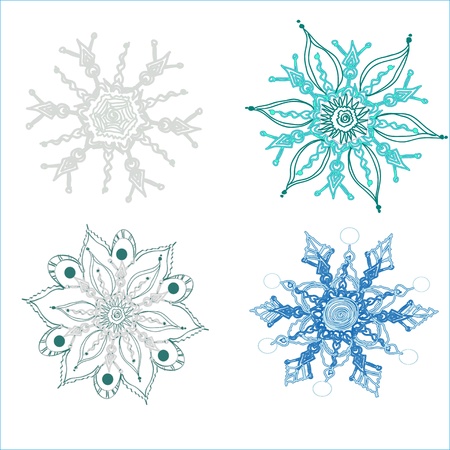 Four options of snowflakes in a square vector illustration のイラスト素材