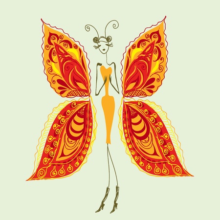 Abstract vector image of a fashionable, stylish butterfly のイラスト素材