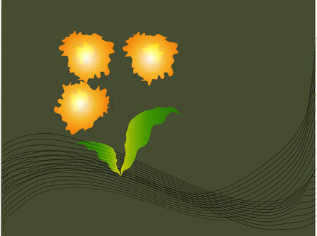 Three flowers and leaves in an abstract vector illustration のイラスト素材