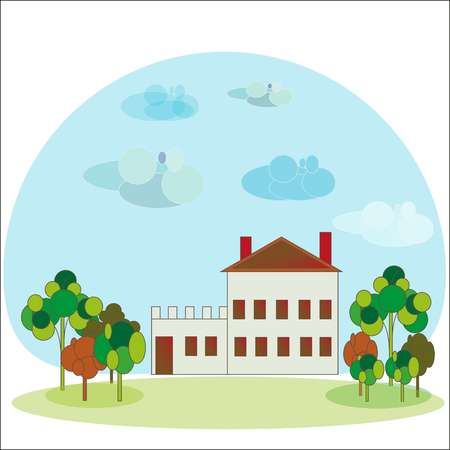Image of the house and trees. のイラスト素材