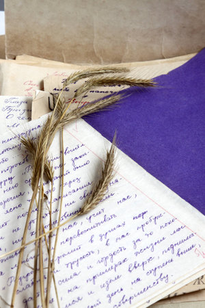 Old notebook, poems and dry grass.
