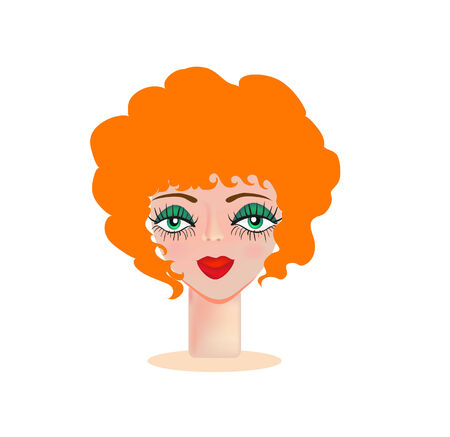 Female head close up. The bright woman with emerald eyes. Vector illustration.のイラスト素材