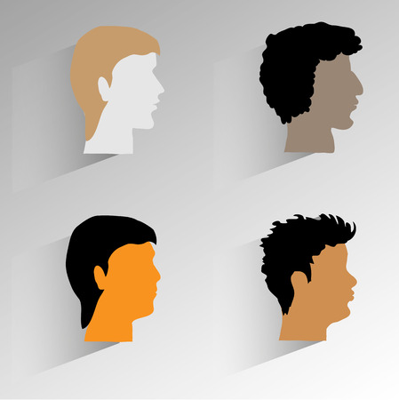 Four man\'s profiles. Square vector illustration.のイラスト素材
