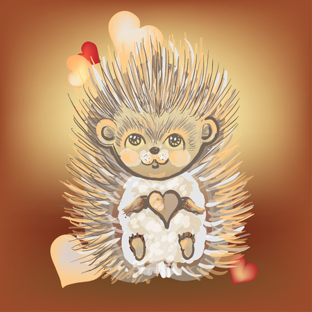 Lovely hedgehog with hearts. The vector image for Valentines Day.のイラスト素材