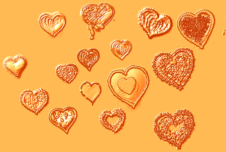 Set of hearts for St Valentine\'s Holiday on February 14. Raster horizontal illustration. It is isolated on a white background.の写真素材