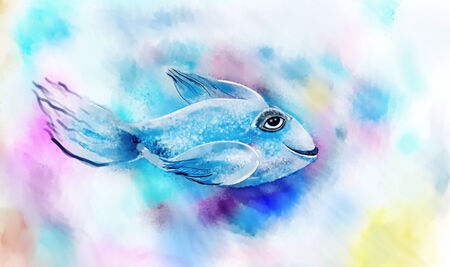 Abstract fish smiles. Raster illustration.の写真素材