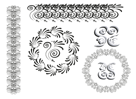 The elements of the silhouettes of the curves, and curlicues. Vector illustration.のイラスト素材