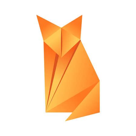Paper origami shape - fox. The Japanese art of folding paper figures is a hobby, needleworkのイラスト素材