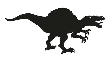 Dinosaur silhouette. Spinosaurus black silhouette. Vector illustrationのイラスト素材