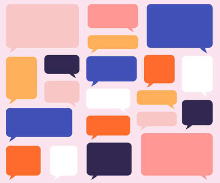 Speech bubbles Vector Set. Multicolored clouds for text, lettering. Different shape of empty...