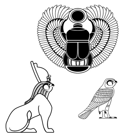 Set of egyptian ancient symbol, egyptian element , pharaohのイラスト素材