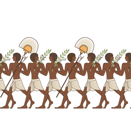 Ancient egypt banner.Egyptian hieroglyph and symbol. Stylized ancient culture background.Murals with ancient egypt sceneのイラスト素材