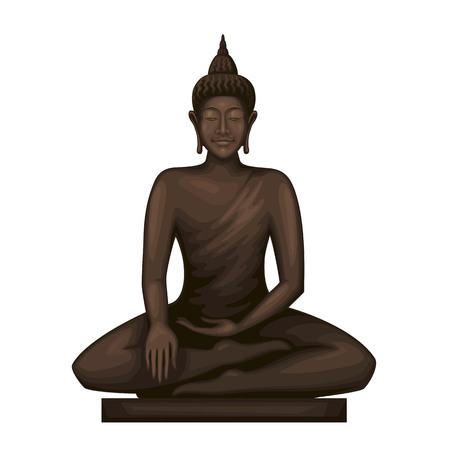 Buddha sitting in meditation . Goddess statue.Mindfulness vector art.のイラスト素材