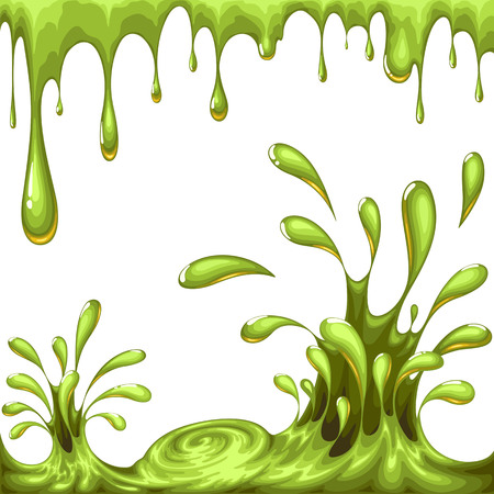 Dripping green slime.Halloween setのイラスト素材