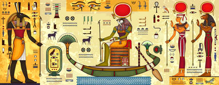 Egyptian ancient symbol, isolated figure of ancient egypt deitiesのイラスト素材