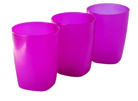 Disposable plastic picnic utensils. Bright set of dishes. Cutlery.の写真素材