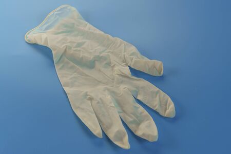 White disposable gloves. Hygiene and protection against diseases and viruses. Coronavirus.の写真素材