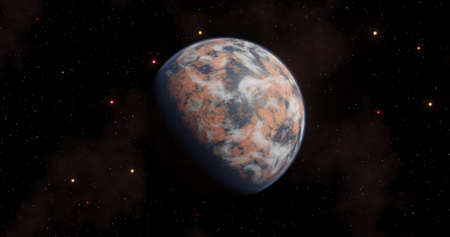 Planet from space against the background of the starry sky, Sunrise stars. Planets and galaxy,...