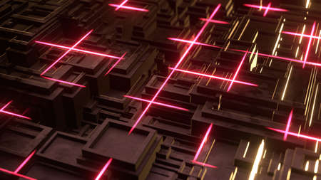 3d Render Computer processor chip on a circuit board with microchips. AI. Circuit board. Technology...