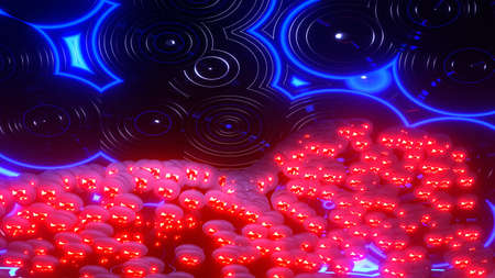 3D Render. Neon object abstract futuristic hi-tech motion background. Beautiful Relaxing Stylish Trippy Psychedelic Modern background, screensaverの写真素材