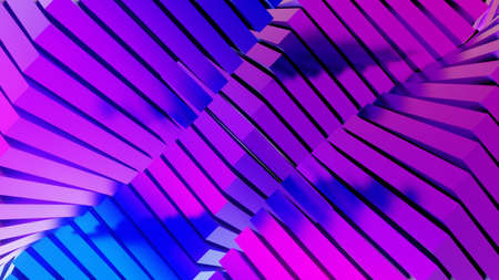 3D Render neon object. Blue and purple neon object abstract futuristic hi-tech motion background. Beautiful Relaxing Stylish Trippy Psychedelic Modern background, screensaverの写真素材