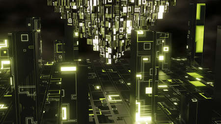 3D rendering. Abstract technology big data background concept. Motion of digital data flow. Transfer ring of big data. Transfer and storage of data sets , block chain, server, hi-speed internetの写真素材