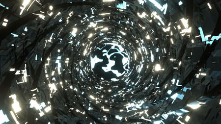 3D rendering. Abstract technology big data background concept. Motion of digital data flow. Transfer ring of big data. Transfer and storage of data sets , block chain, server, hi-speed internetの写真素材
