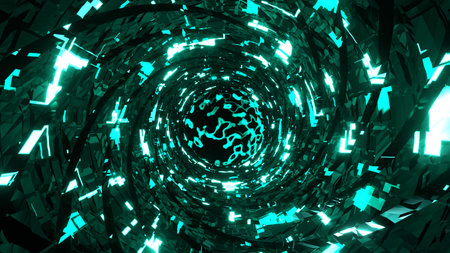 3D rendering. Abstract technology big data background concept. Motion of digital data flow. Transfer ring of big data. Transfer and storage of data sets , block chain, server, hi-speed internetの写真素材