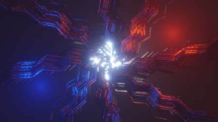 3D rendering. Colorful Abstract Sci-Fi Background. Horizontal colorful abstract wave background with...