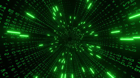 3D rendering. Abstract technology big data background concept. Motion of digital data flow. Transfer ring of big data. Transfer and storage of data sets , block chain, server, hi-speed internetの写真素材