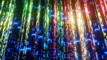 3D rendering. cyberspace abstraction. Futuristic Technology Digital Abstraction. Technological and connection motion background. Simple bright background, sci fi structureの写真素材