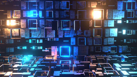 3D rendering. cyberspace abstraction. Futuristic Technology Digital Abstraction. Technological and connection motion background. Simple bright background, sci fi structureの写真素材