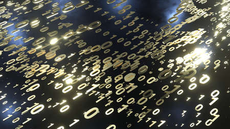3D rendering. Infographics binary numbers tunnel. Technology Network Data Connection, Digital Data Network, Cyber Security Concept. Plexus motion backgroundの写真素材
