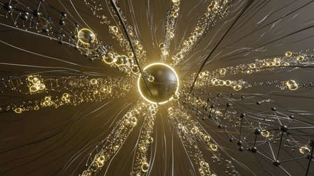 3D rendering. cyberspace abstraction. Futuristic Technology Digital Abstraction. Technological and connection motion background. Simple bright background, sci fi structureの写真素材