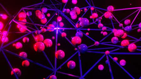 3D rendering. Plexus effect. Abstract digital connection moving dots and lines. technology background. network connection structureの写真素材