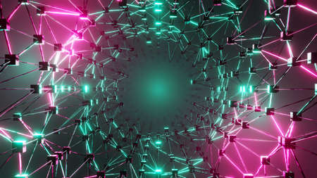 3D rendering. cyberspace abstraction. Futuristic Technology Digital Abstraction. Technological and connection motion background. Simple bright background, sci fi structureの写真素材