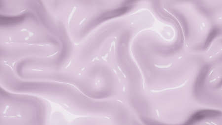 3d rendering. Cream nude organic smooth beige color plastic, abstract wave background, elegant textile macro soft texture bannerの写真素材