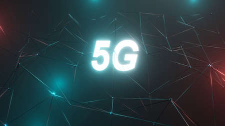 3d Rendering 5g High Speed Connection of Internet Background. Futuristic Global and Social Network Connection, Technology Network Digital Data Connection Background Conceptの写真素材