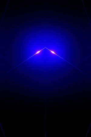 3d Rendering Hexagonal background, depth of field effect. Futuristic cellular 3d panel with hexagons and neon light. Geometric background for phone designの写真素材