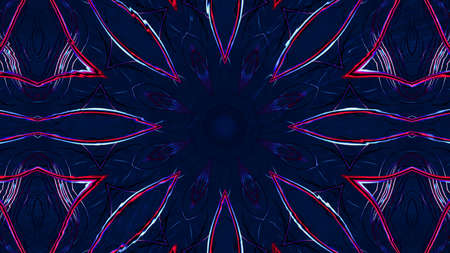 3d Rendering Abstract colorful futuristic background bright neon color. Digital future, fantasy. Geometric design, Mosaic kaleidoscope, geometric Pattern. light effects. Symmetry and reflectionの写真素材