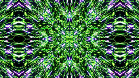 3d Rendering Abstract colorful futuristic background bright neon color. Digital future, fantasy. Geometric design, Mosaic kaleidoscope, geometric Pattern. light effects. Symmetry and reflectionの写真素材