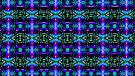 3d Rendering Abstract colorful futuristic background bright neon color. Digital future, fantasy. Geometric design, Mosaic kaleidoscope, geometric Pattern. light effects. Symmetry and reflectionの写真素材