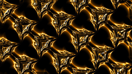 3d rendering. Abstract gold and black light pattern with the gradient. Background black dark modern. Luxurious bright gold lines with metallic effectの写真素材