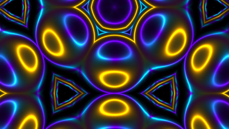 3D Rendering Abstract colorful background bright yellow and blue colors, modern colorful wallpaper. Futuristic background. Digital abstract flowing waves seamless loop animation, moving bent curvesの写真素材