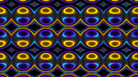 3D Rendering Abstract colorful background bright yellow and blue colors, modern colorful wallpaper. Futuristic background. Digital abstract flowing waves seamless loop animation, moving bent curvesの写真素材